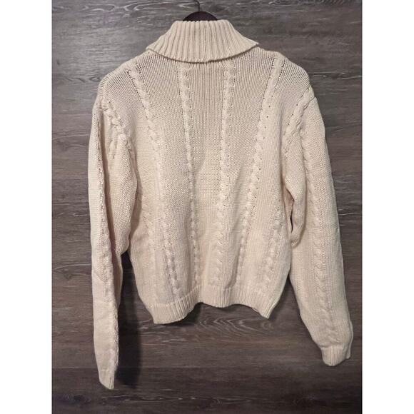 Lord and taylor Fisherman Sweater Pullover Women Size Large Preppy Neutral - Picture 7 of 7